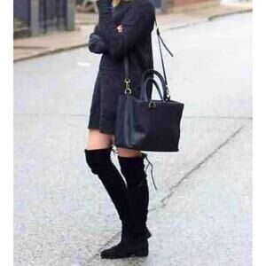 (9) $110 Kaitlyn Pan Paisley Slim Fit Over The Knee Flat Heel Boots Black Size 9